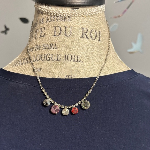 Sabika Silver Necklace with Black, Pink, and Red Accents - Picture 1 of 3